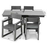 5 Piece Outdoor Dining Set with Umbrella Hole and 4 Armrest Chairs