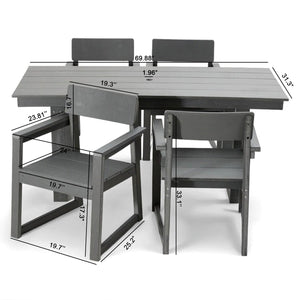 5 Piece Outdoor Dining Set with Umbrella Hole and 4 Armrest Chairs