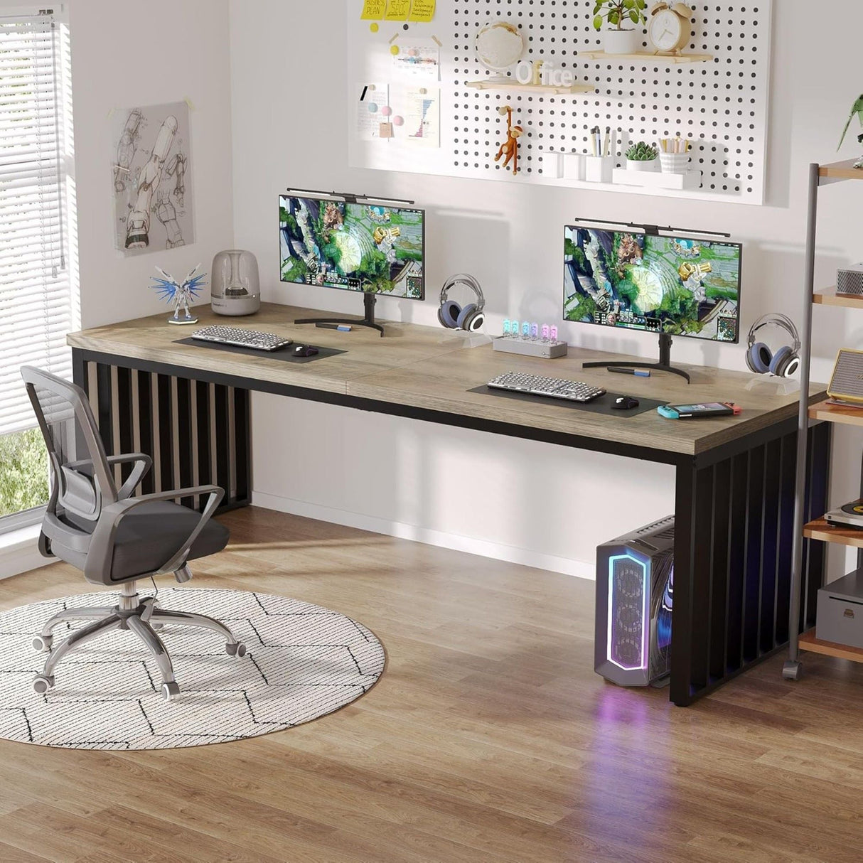 Double Computer Desk For 2 Person, Extra Long Workstation
