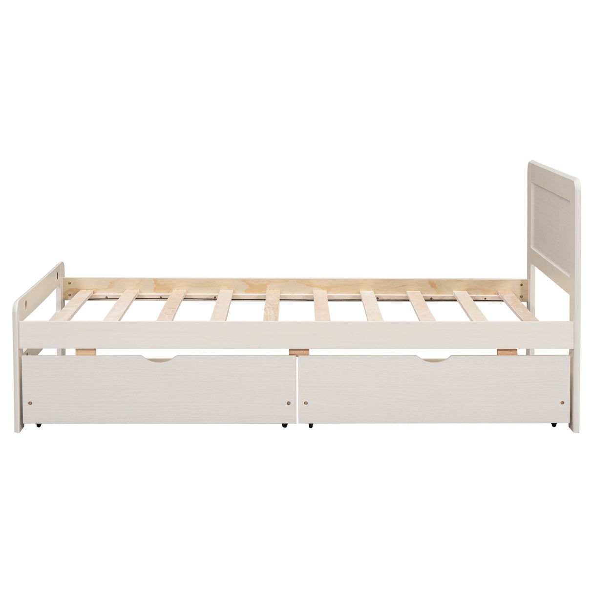 The Space-Saving Rubberwood Twin Bed With Integrated Storage