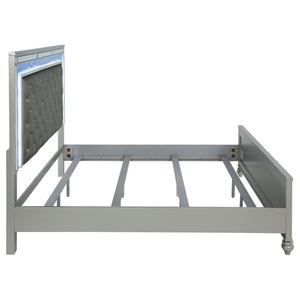 Gunnison Wood Eastern King LED Panel Bed Silver Metallic