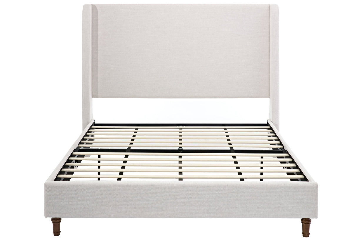 Harper upholstered bed, 54" headboard, textured ivory canvas
