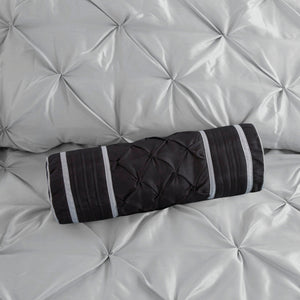 7 Piece Tufted Comforter Set Grey Queen