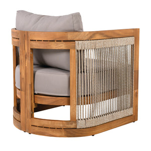 4-Piece Patio Seating Group with Acacia Wood and Woven Rope Accents