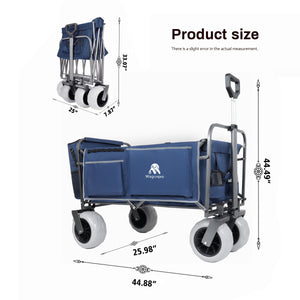 Beach Wagon with Big Wheels for Sand with 500lb Capacity - Dark Blue