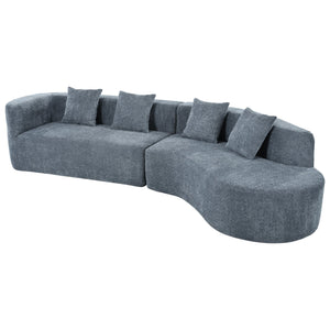U_Style 132" Modern Sectional Sofa with Curved Design
