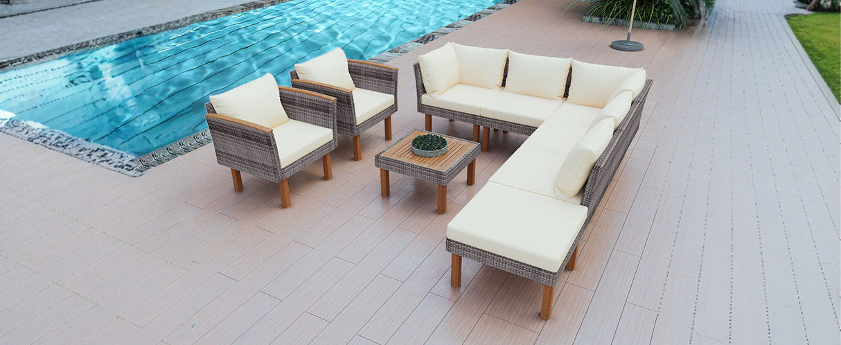 GO 9-Piece Patio Rattan Furniture Set