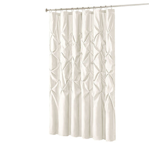 Tufted Semi-Sheer Shower Curtain with Tufted Texture - White