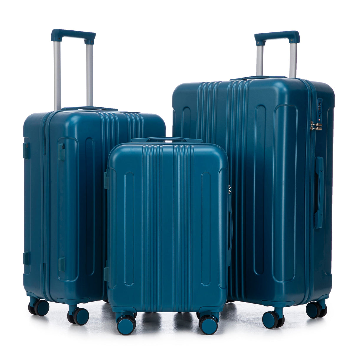 3-Piece ABS Spinner Wheel Luggage Set 20"/24"/28" Dark Blue