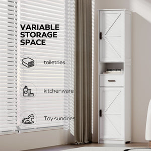 69" H Tall Bathroom Storage Cabinet with 2 Barn Doors and 1 Drawer