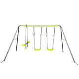 Outdoor Playground Swing Set for Age 3+ with Face-to-Face Swing