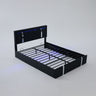 Upholstered Platform Bed Frame With Adjustable LED Headboard, USB C-Charging, Hydraulic Lift