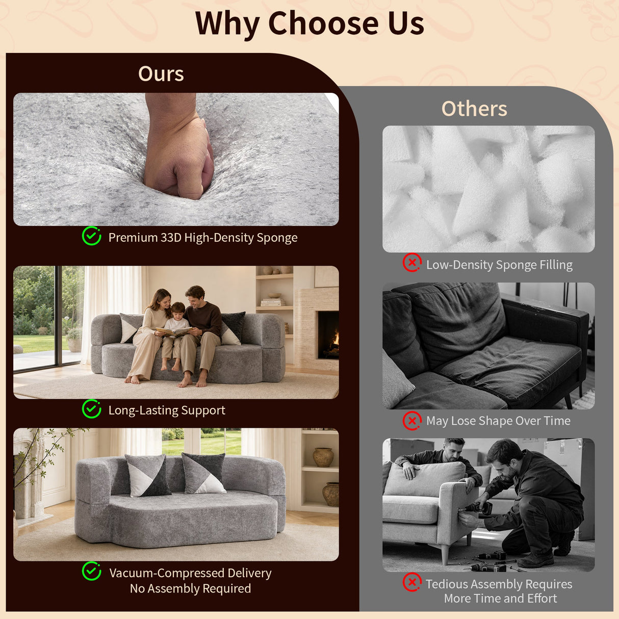 Eggshell Sofa Bed - Convertible Boneless Couch