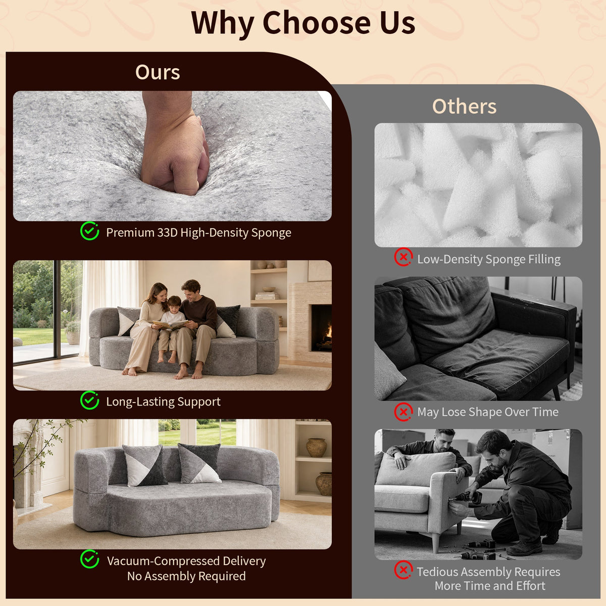 Eggshell Sofa Bed - Convertible Boneless Couch