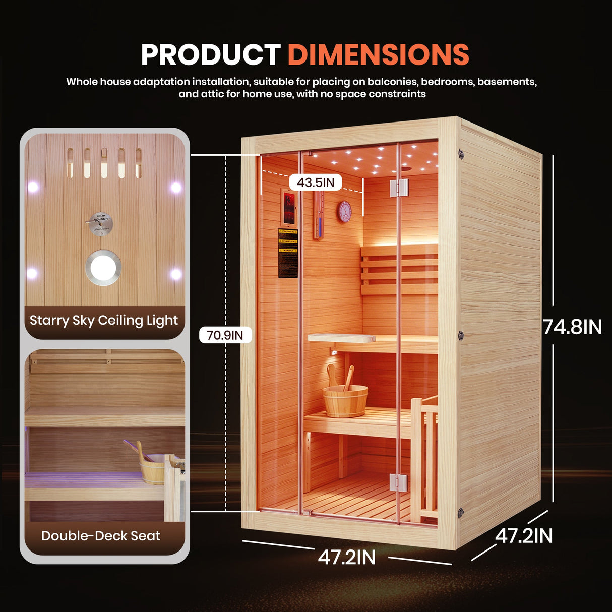 Double-Person 3000W Heating Furnace Sauna Room