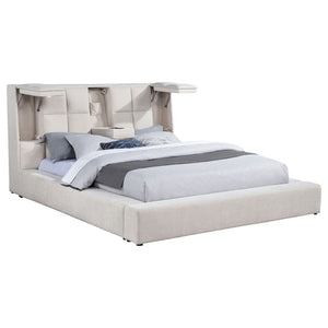 Dreux Upholstered Eastern King Panel Platform Bed Cream