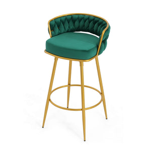 Modern Low Back Upholstered Counter Height Bar Stools (Set of 2)