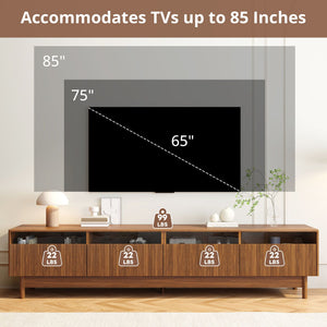 TV Stand, Entertainment Center With Fluted Drawers For Living Room - Walnut