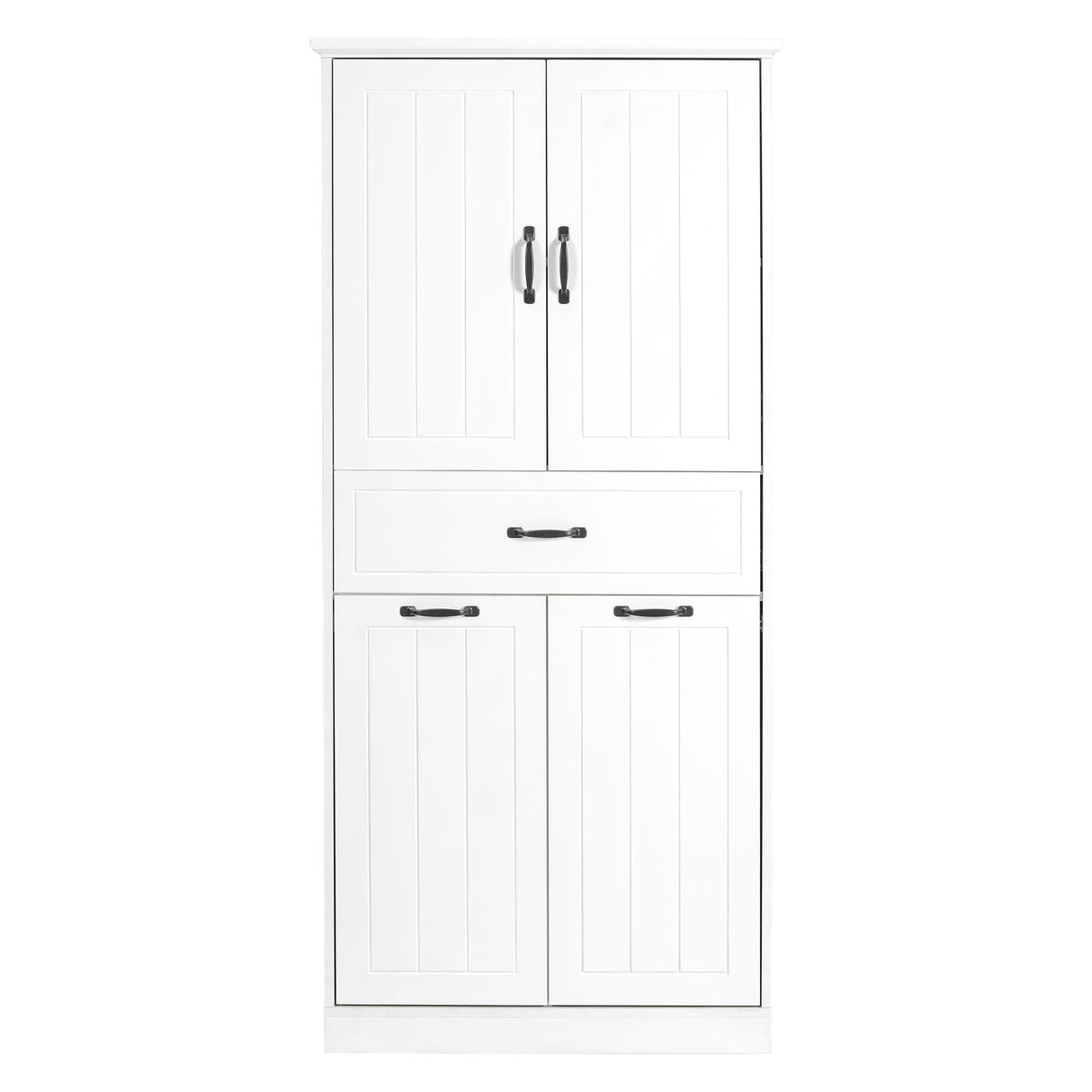 Modern Bathroom Storage Cabinet With Two Laundry Baskets, One Drawer, Adjustable Shelf