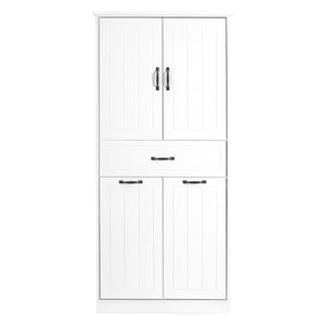 Modern Bathroom Storage Cabinet With Two Laundry Baskets, One Drawer, Adjustable Shelf