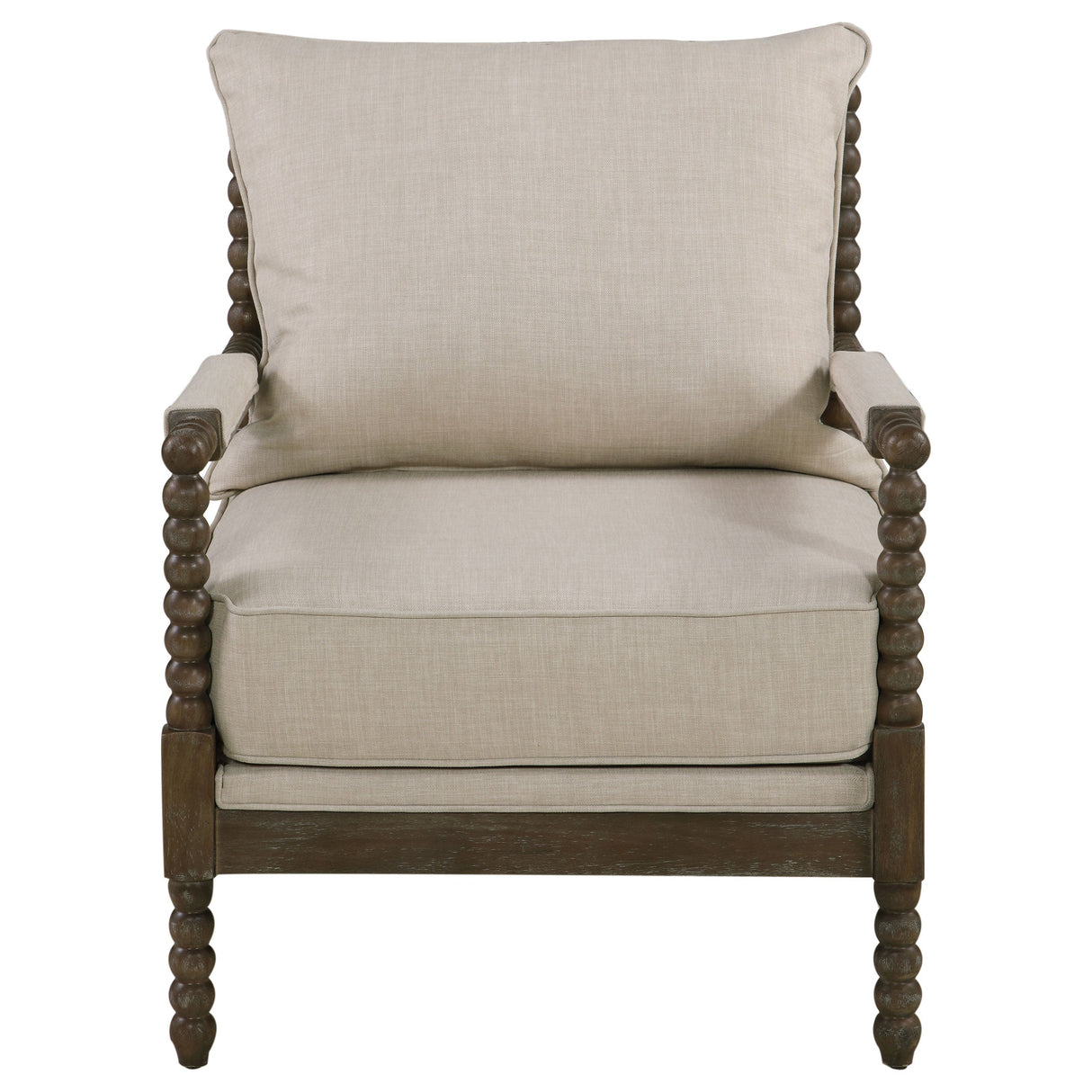 Upholstered Bobbin Accent Chair