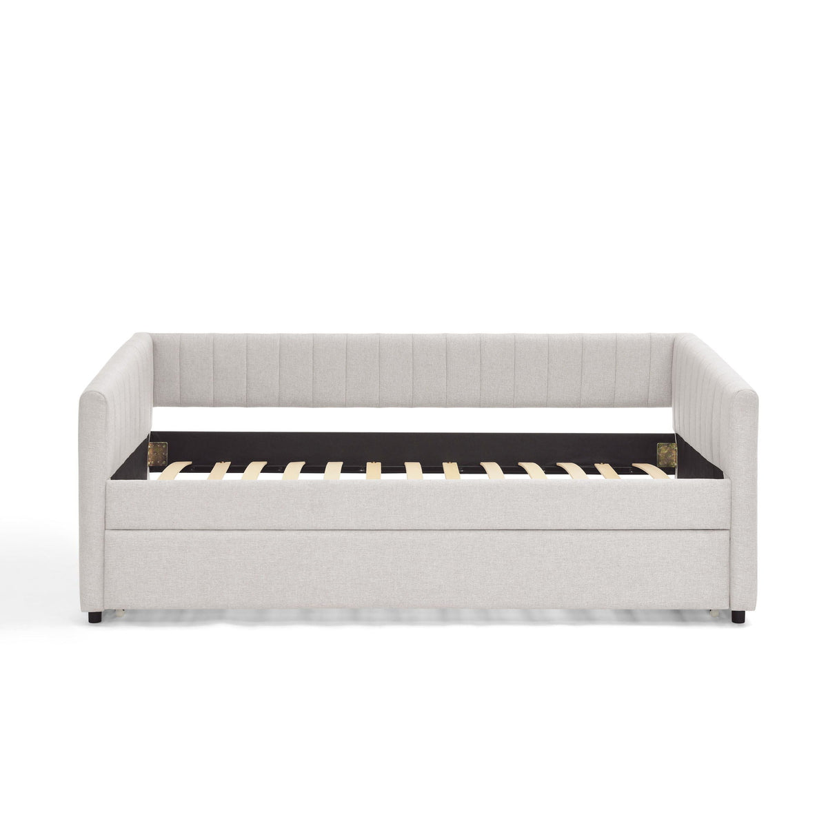 Upholstered Daybed With Trundle With Vertical Stripes