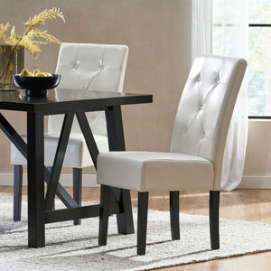 Carter 5 Tuft Dining Chair with Button Tufted Backrest and Espresso Legs - Ivory