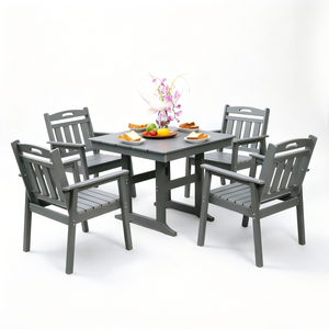 HDPE Outdoor Patio Dining Set with Table and 4 Chairs