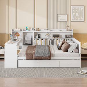 Daybed With 3 Drawers USB Ports And Desk