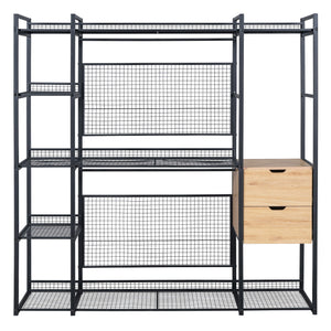 Open Style Wardrobe With Hanging Rails, Shelves And Drawers