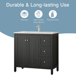 35.5" Modern Bathroom Vanity with Basin