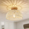 Boho Rattan Ceiling Light Flush Mount Handwoven Pendant Lamp for Bedroom