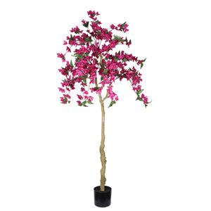 Artificial Bougainvillea Tree - Dark Pink with Green Leaves