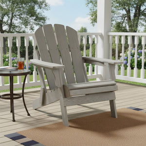 Oversize Outdoor Folding Adirondack Chair with Folding Design - Gray