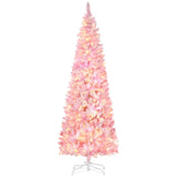 HOMCOM 7.5ft Prelit Snow Flocked Artificial Christmas Tree