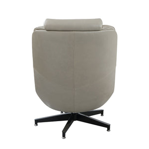 Piran - Twilight Top Grain Leather Accent Chair And Ottoman With Swivel - Gray