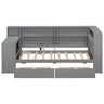 Platform Bed With Upholstered Headboard, Storage Shelves, Drawers, Charging Station, LED Lighting, Built In Desk