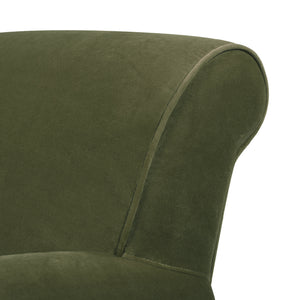 Alana 38" Lawson Accent Arm Chair Metal Casters, Olive Green Performance Velvet