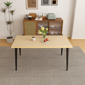 63-inch Modern Dining Table with Wooden Tabletop and Rust-Resistant Iron Legs