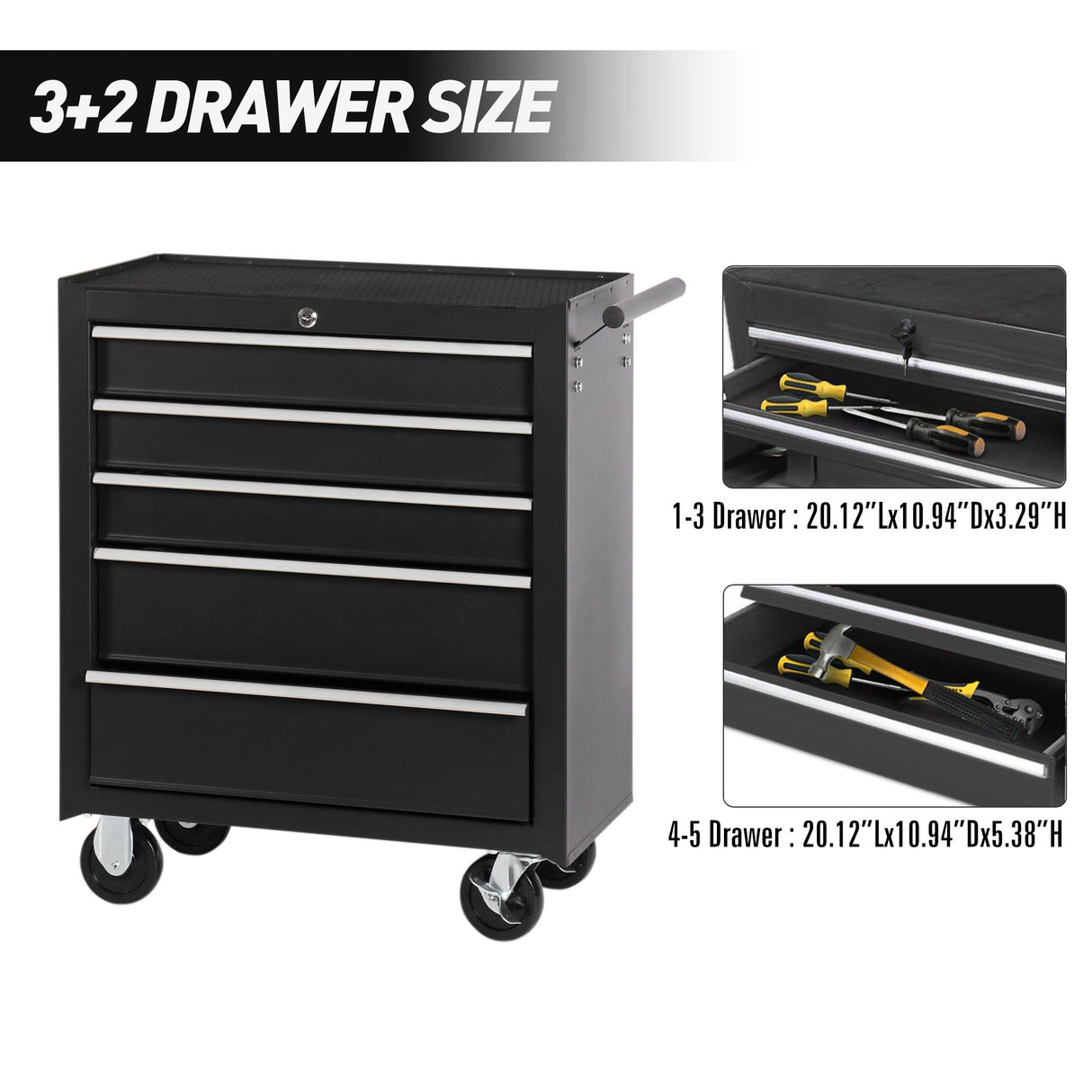 5-Drawer Rolling Tool Chest w/Lock & Key