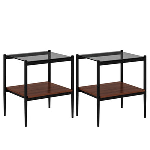 Set of 2 Rectangle End Table Gray Glass