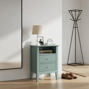 Fluted Nightstand With 2 Drawers
