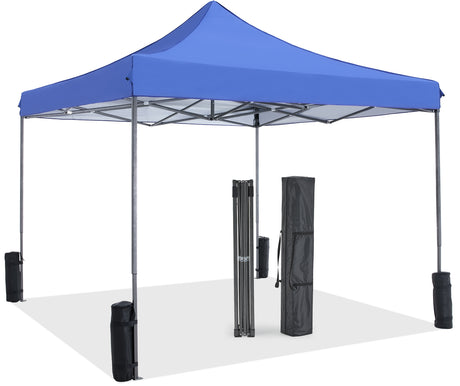 10 x 10ft pop up canopy easy setup  portable sun shelter canopy tent -blue
