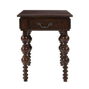 Solid Wood End Table with Drawer in Espresso Finish