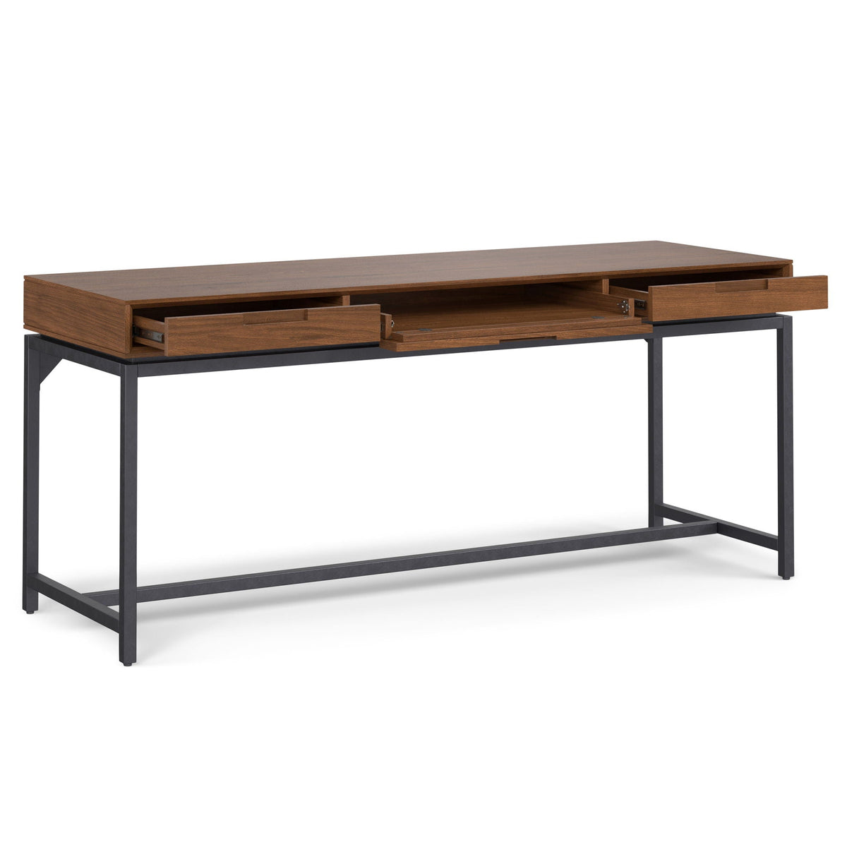 Mid Century Handcrafted Wide Writing Desk with Storage Drawers - Light Brown or Dark Brown