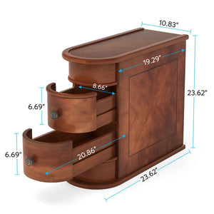 Narrow 2 Drawer End Table