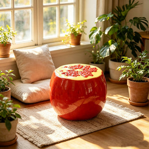 Pomegranate Fruit Stool – 13.4" Oversized Resin Stool