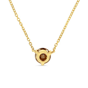 14K Yellow Gold 1/2 Cttw Martini Set Lab Grown Yellow Diamond Solitaire 18" Pendant Necklace (Yellow Color, VS2-SI1 Clarity)