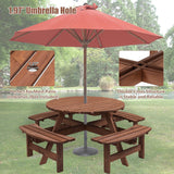 8 Person Wooden Picnic Table Outdoor Camping Dining Table with Seat