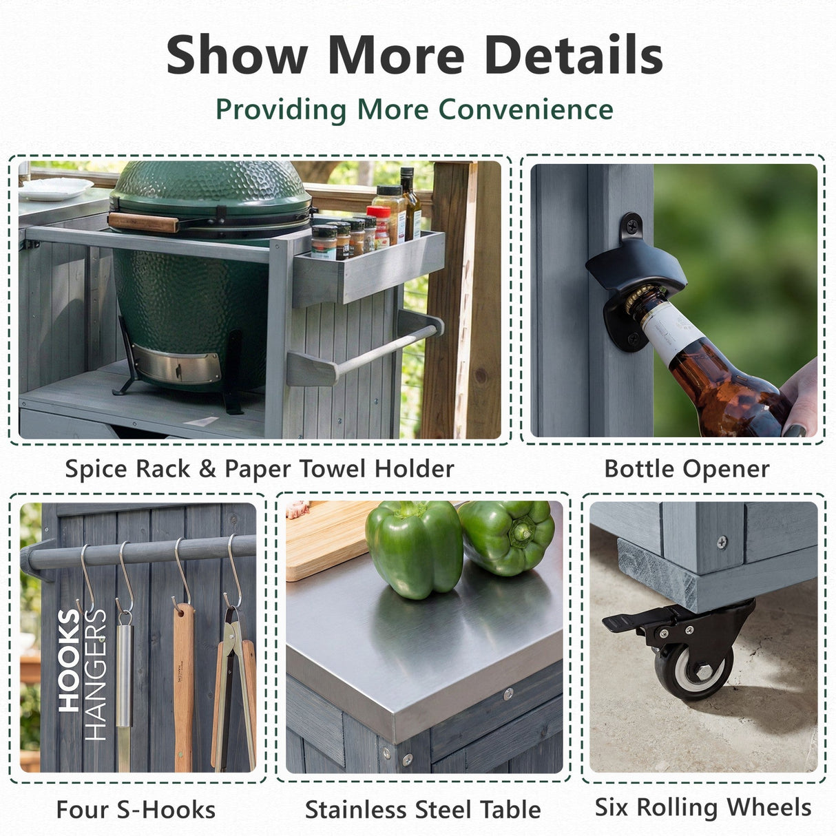 K&K 80.5' Outdoor Kitchen Island for Big Green Egg & Blackstone Griddle